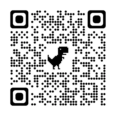 A QR code with a dinosaur icon in the center.