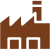 Icon of a factory building with a chimney.